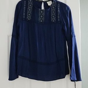 Nwt knox rose xs navy blue top